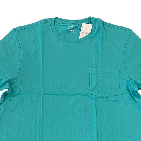 NWT J. Crew Men's Teal Aqua Green Slim Washed Jersey Pocket Tee - SIZE M - Picture 3 of 9